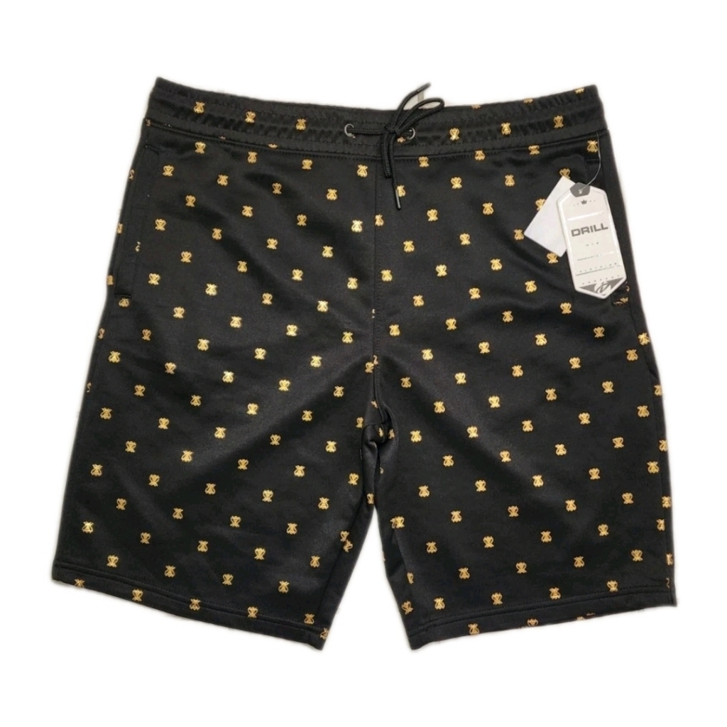 Drill Nyc Clothing Men's Shorts 9" Black With Gold Bee Desing Size L
